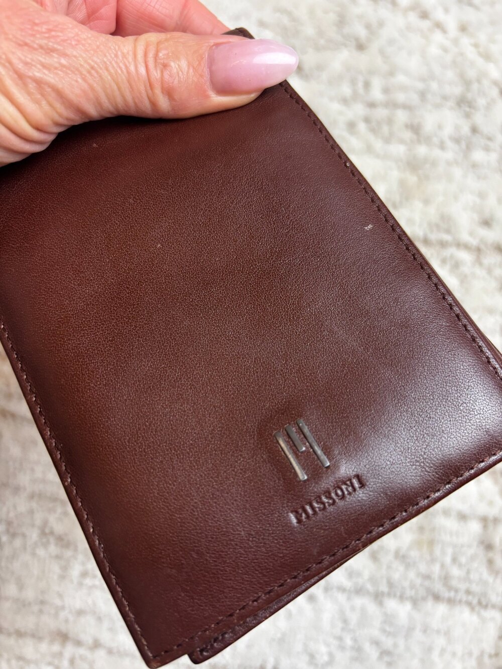 Missoni Leather Bi Fold Wallet Brown Card Holder